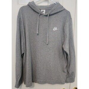 Nike Lightweight Heather Gray Pullover Embroidered Logo Hoodie Size L Unisex